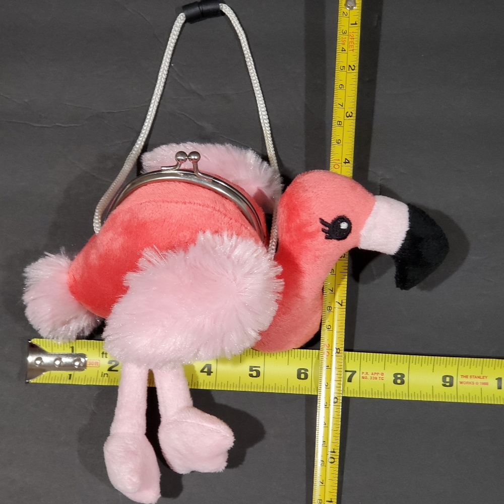 Wild Republic Plush Pink Flamingo Mini Purse Bag Pocketbook With Strap EUC - Picture 6 of 13